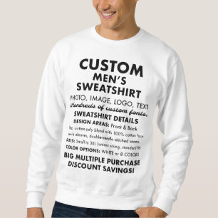 Sweatshirt blanc classique personnalisé masculin