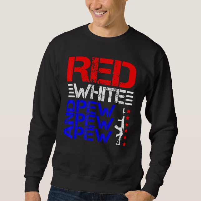 Sweatshirt Blanc Rouge Et Pew Pew Pew (Devant)