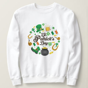 Sweatshirt Blanc Vert Saint-Patrick Charmes Chanceux