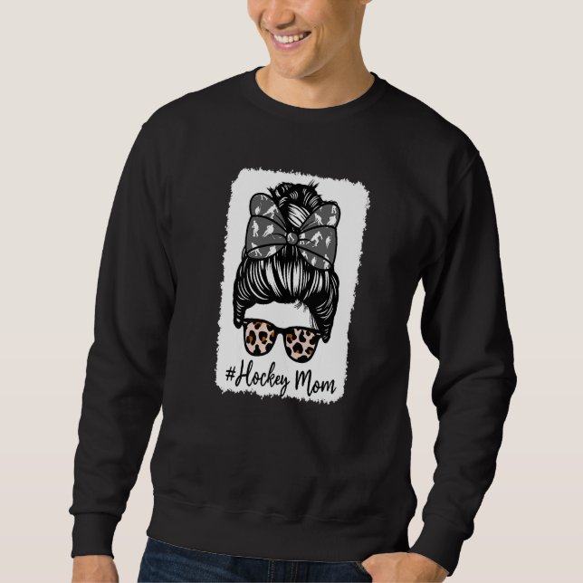 Sweatshirt Bleached Life Hockey Mom Leopard Messy bun Glasses (Devant)