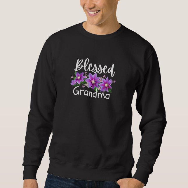 Sweatshirt BLESSED GRANDMA With Flowers For a   (Devant)