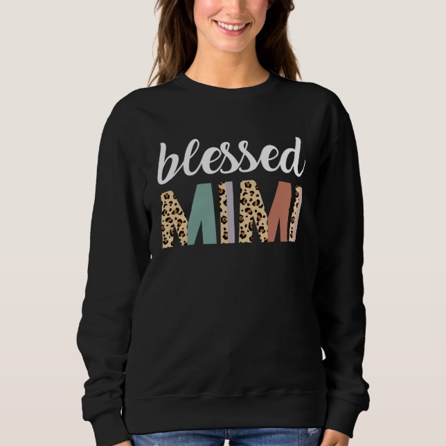 Sweatshirt Blessed Mimi Cute Leopard Print (Devant)
