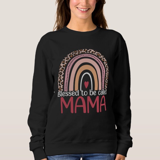 Sweatshirt Blessed To Be Called Mama Rainbow Leopard Print Mo (Devant)