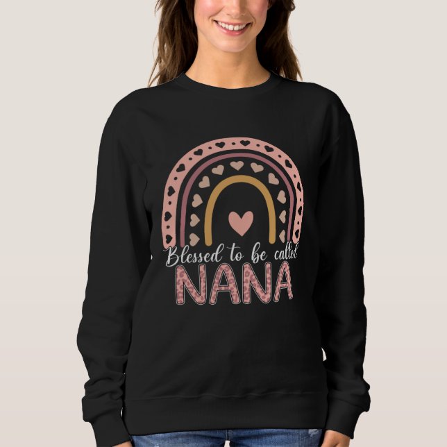 Sweatshirt Blessed To Be Called Nana Leopard Rainbow Cute Mom (Devant)