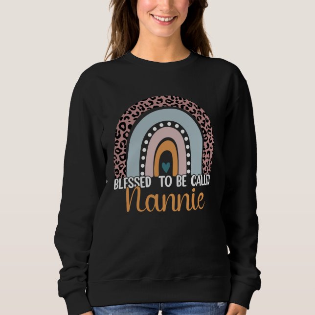 Sweatshirt Blessed To Be Called Nannie Rainbow Leopard Cute M (Devant)