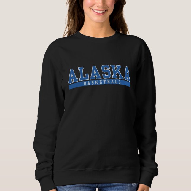 Sweatshirt bleu classique Basketball Alaska rétro sportif (Devant)