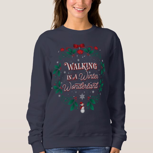 Sweatshirt Bleu du pays des merveilles de l'hiver des femmes (Devant)