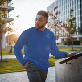 Sweatshirt bleu royal et bleu ciel personnalisé