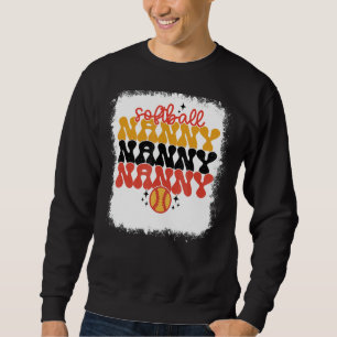 Sweatshirt Bleu Softball Nanny Retro Softball Maman