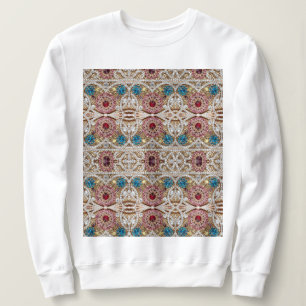 Sweatshirt bleu turquoise or bordeaux rose bohème