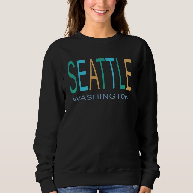 Sweatshirt Bleu vert et jaune Seattle (Devant)