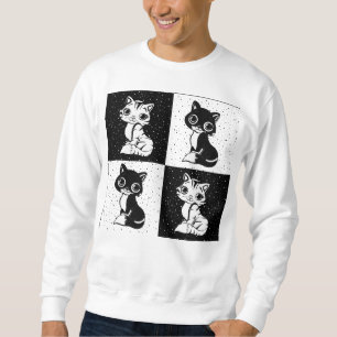Sweatshirt Bloc de monogramme noir blanc pour chat