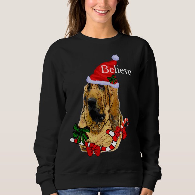 Sweatshirt Bloodhound Amateurs Noël Joyeux (Devant)