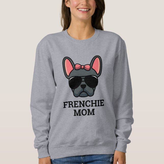 Sweatshirt Blue Femme French Bulldog Frenchie Chien Maman (Devant)