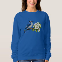 Blue Jay with White Blossoms