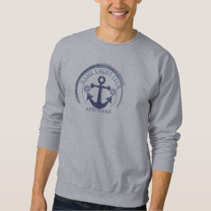 Sweatshirt Blue Nautical Ancre yacht club nom de la marina