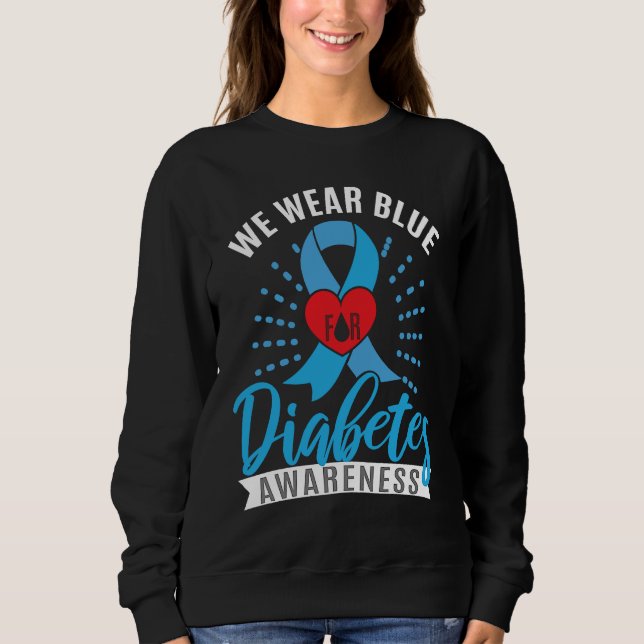 Sweatshirt Blue Ribbon Diabetes Warrior Support Diabetes Awar (Devant)