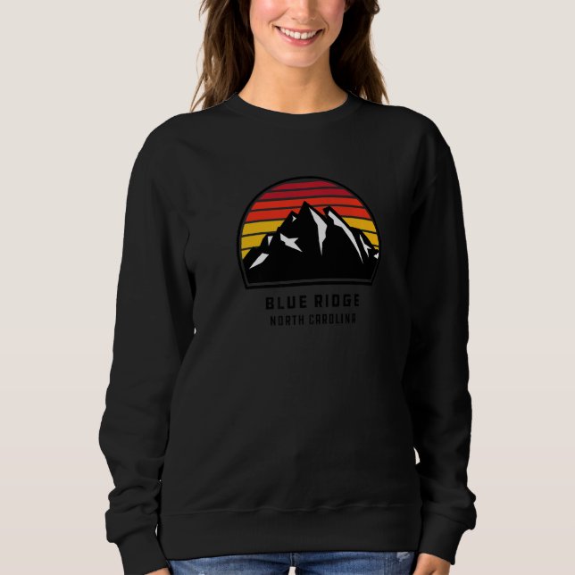 Sweatshirt Blue Ridge North Carolina Retro Style Mountain Sun (Devant)