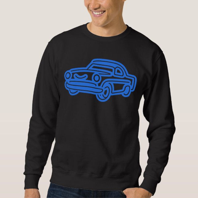 Sweatshirt Blue Vintage Car Illustration (Devant)