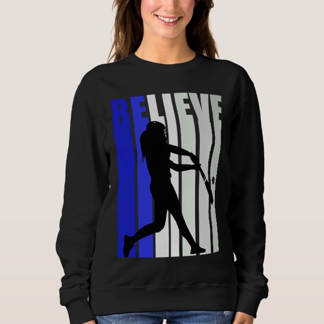 Sweatshirt Blue Womens Believe Baseball Inspirational Softbal (Devant)