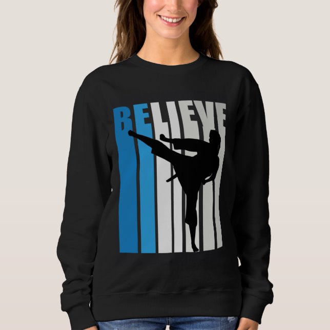 Sweatshirt Blue Womens Believe Jiu Jitsu Motivational Retro G (Devant)