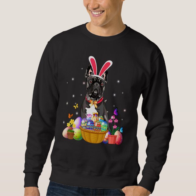 Sweatshirt Boeuf mignon Français Buldog Avec Panier Oeufs de  (Devant)
