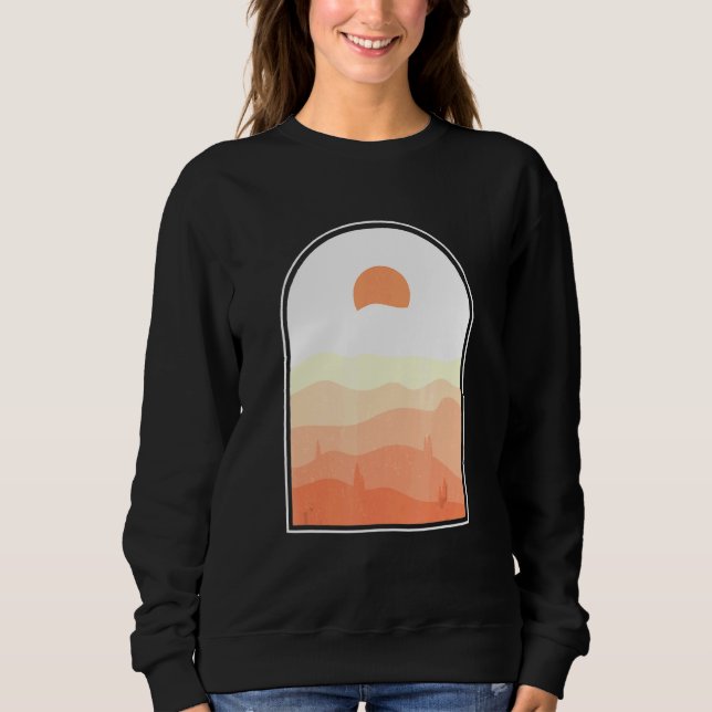 Sweatshirt Boho Abstrait Art Désert Coucher de soleil paysage (Devant)