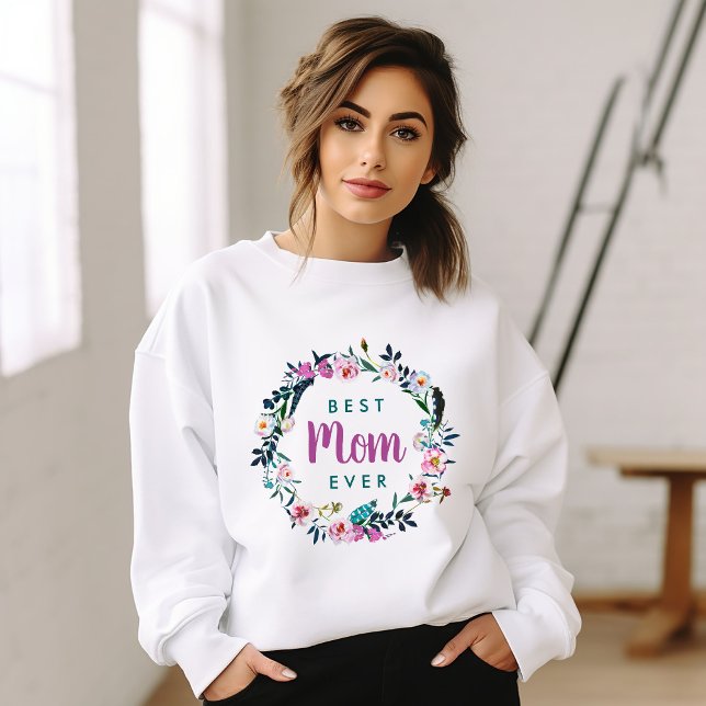 Sweatshirt Boho Floral Wreath Meilleure maman jamais (Créateur téléchargé)