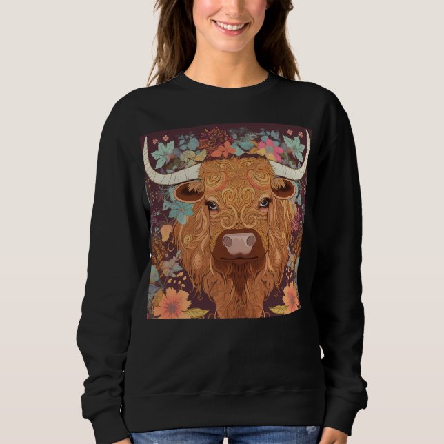 Sweatshirt Boho Highland Cows (Devant)