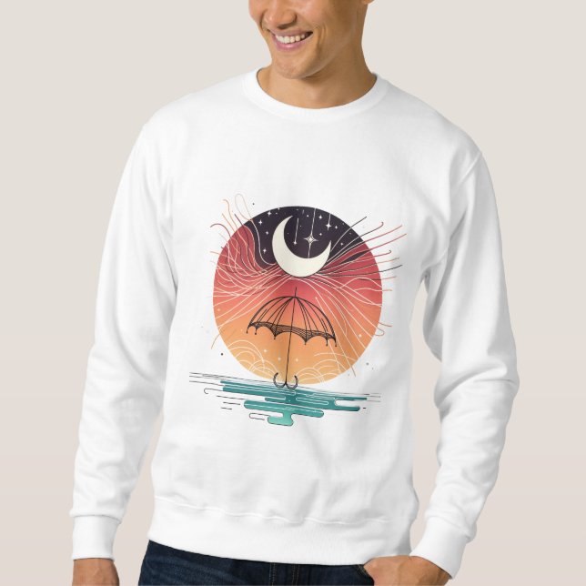Sweatshirt Boho Moon & Starry Rain art (Devant)
