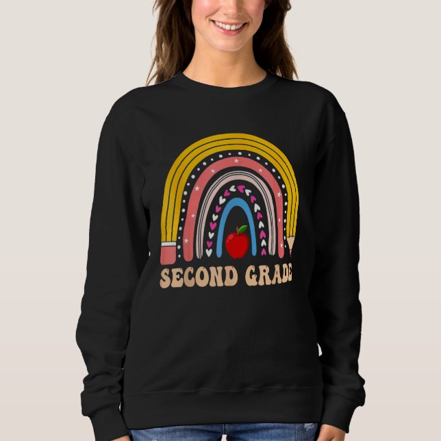 Sweatshirt Boho Rainbow Second Grade Student Teacher Back To  (Devant)