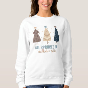 Sweatshirt Boho Style Neutre Couleur Arbres de Noël