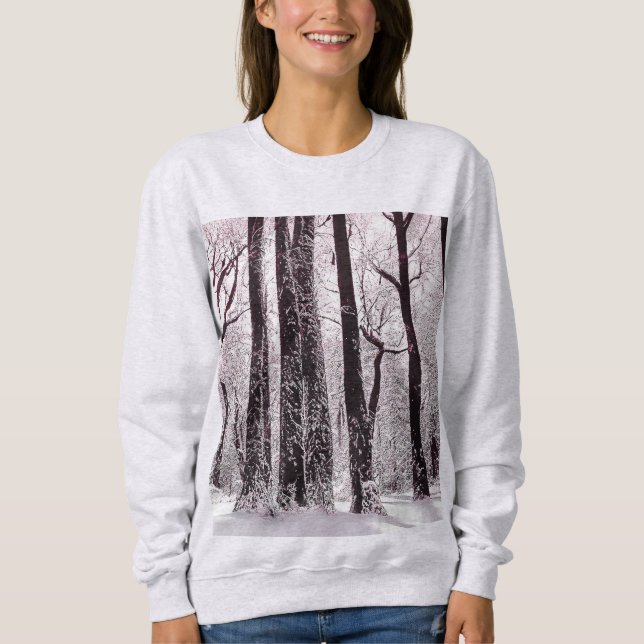 SWEATSHIRT BOIS FORESTIER NEIGE HIVER SCÉNARIO (Devant)
