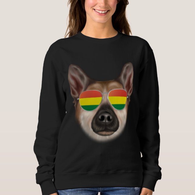 Sweatshirt Bolivian Flag Norwegian Buhund Dog Bolivia Pocket (Devant)