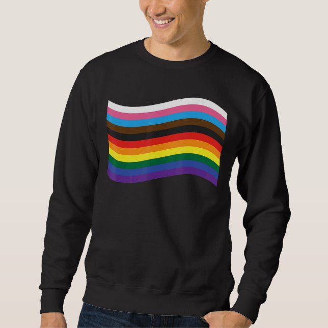 Sweatshirt Bon et heureux Gay pride de progrès Rainbow Wave D (Devant)