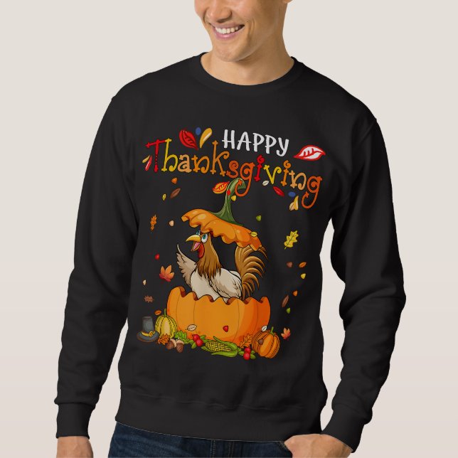 Sweatshirt Bon thanksgiving poulet à l'intérieur Citrouille c (Devant)