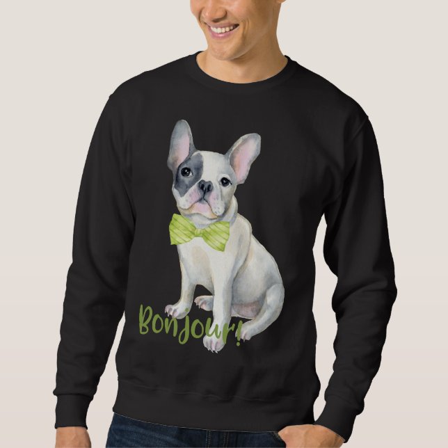 Sweatshirt Bonjour French Bulldog Avec Cravate Bow (Devant)