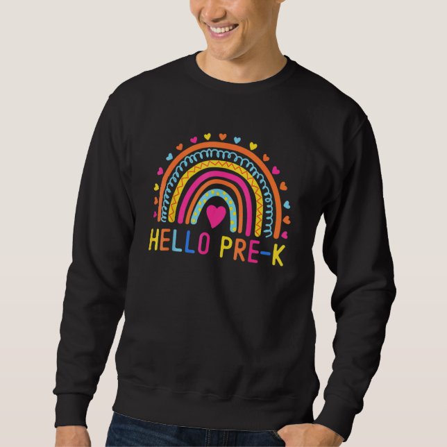 Sweatshirt Bonjour Pré K Arc-en-ciel Enseignants préscolaires (Devant)