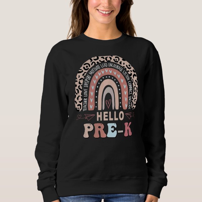 Sweatshirt Bonjour Pré K Premier Jour De L'École Arc-En-Ciel  (Devant)