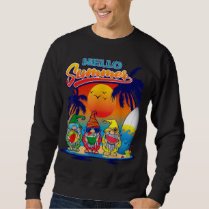 Sweatshirt Bonjour Vacances Été Jardin Gnomes Beach Vibes Wo