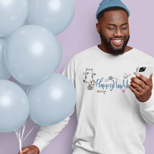 Sweatshirt Bonne Année Entre Les Chatons Équilibré Sur Un Fil