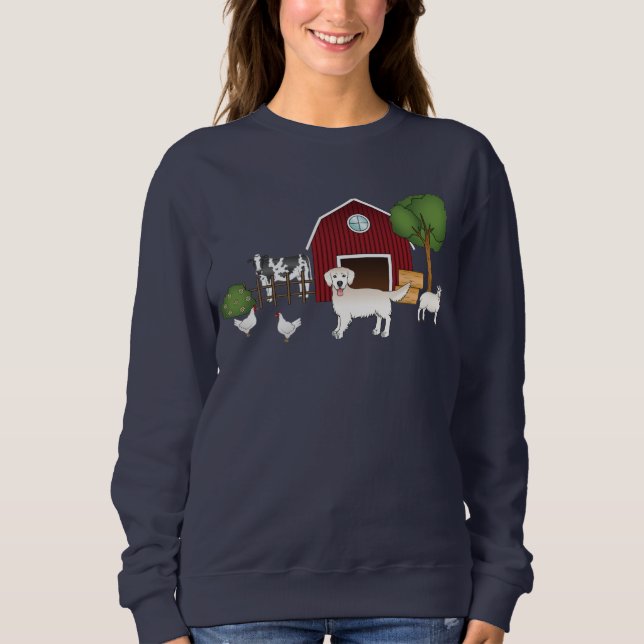 Sweatshirt Bonne Crème Anglaise Golden Retriever À Une Ferme (Devant)
