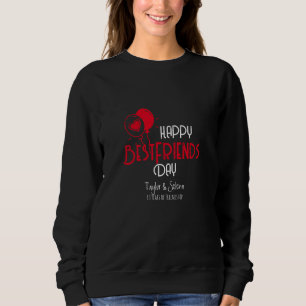 Sweatshirt Bonne Journée des Amis avec Ballons de Coeur & Nom