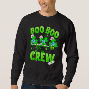 Sweatshirt Boo Boo Crew Nurse St Patrick's Day Shamrock Face