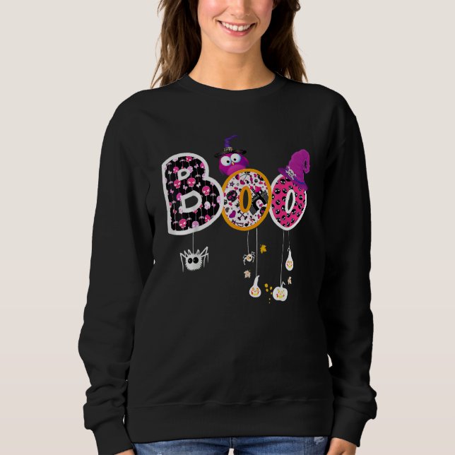 Sweatshirt Boo Halloween Costume Spiders Ghosts Pumkin & Witc (Devant)