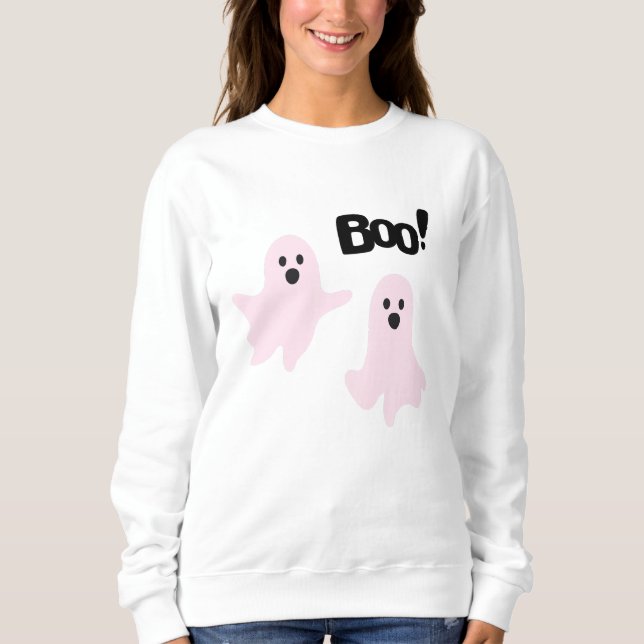 Sweatshirt Boo mou Halloween Fantômes roses Éffrayant (Devant)