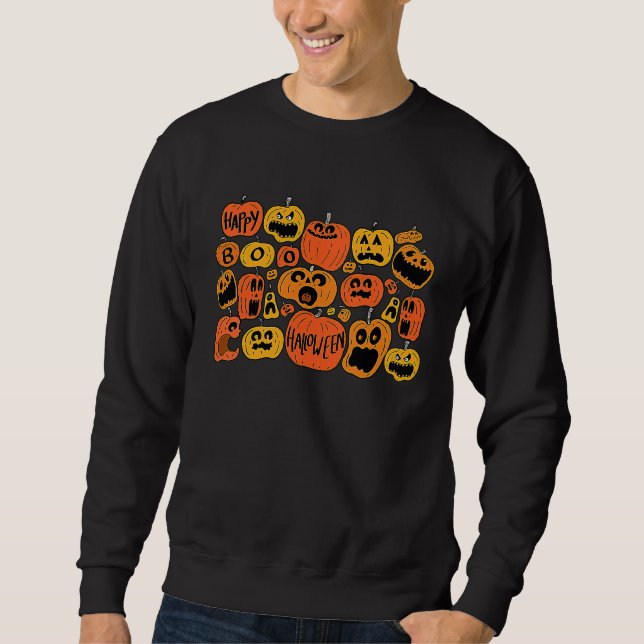 Sweatshirt Boo Pumpkins Fall Vibes  Jack O Lantern Halloween (Devant)