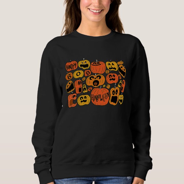 Sweatshirt Boo Pumpkins Fall Vibes  Jack O Lantern Halloween (Devant)