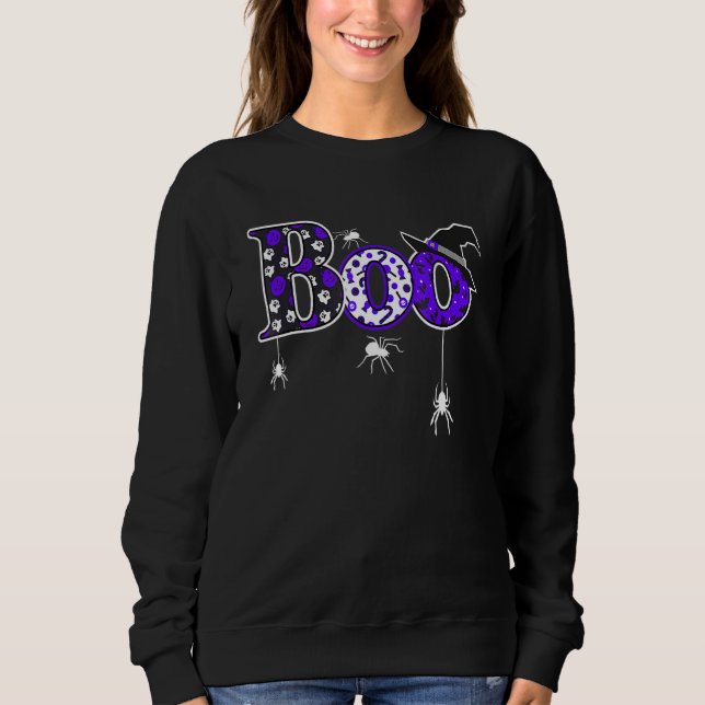 Sweatshirt Boo With Spiders And Witch Hat Halloween 3 (Devant)