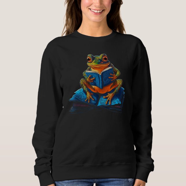 Sweatshirt Bookworm  Frog Reading a Book (Devant)
